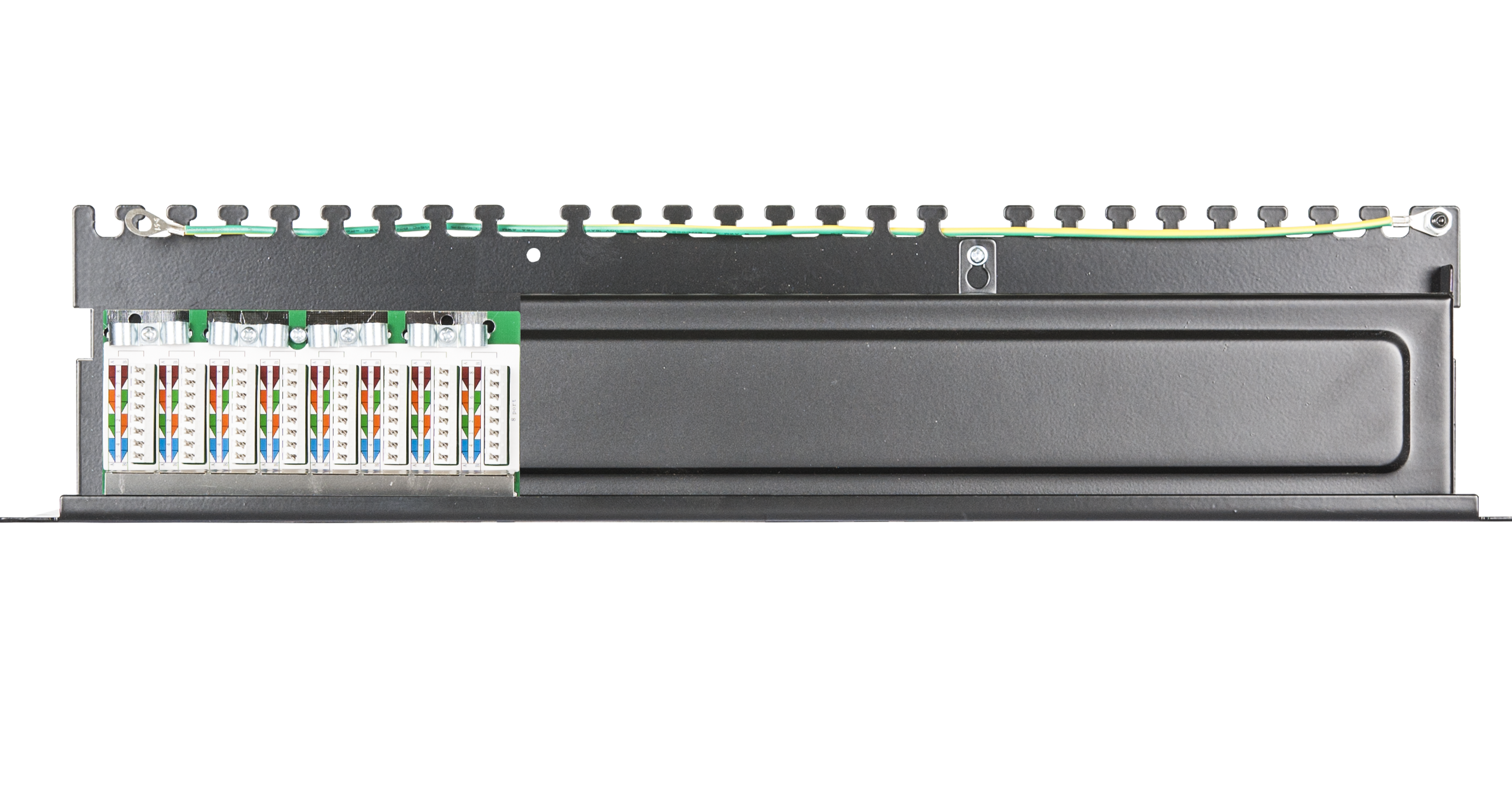 Коммутационная панель Netlan 19", 1U, 24 порта, Кат.5e, экранированная, черная